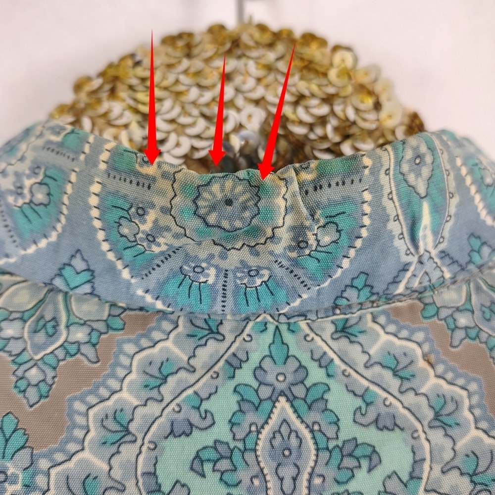 Vintage 80s California Girl Women's Blue Floral Long Maxi Dress Size 14 Coastal - Picture 8 of 8